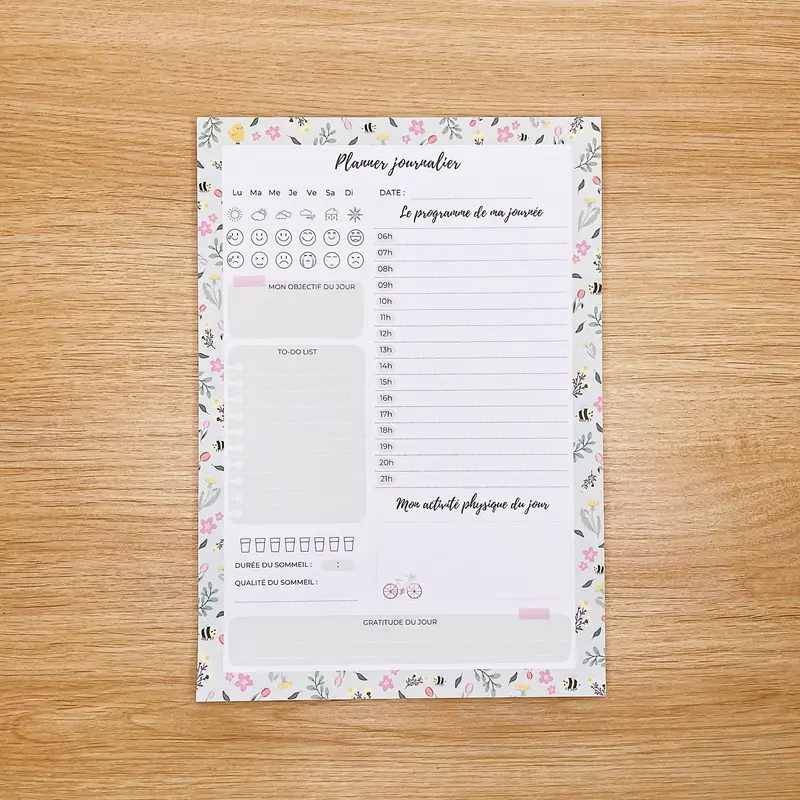 Planner Journalier "Printemps"- Bloc-notes A5