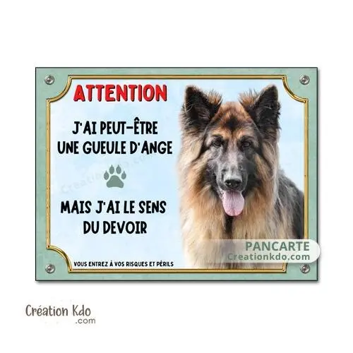 Plaque Berger Allemand Attention au chien J'ai peut-être une gueule d'ange panneau portail