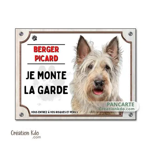 Plaque Berger Picard Je monte la garde panneau Attention au chien portail Pancarte