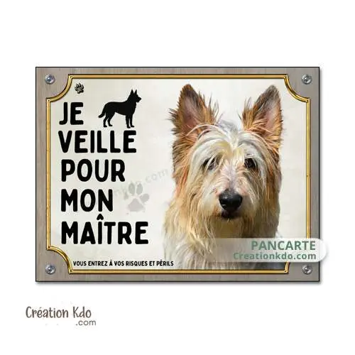 Plaque Berger Picard je veille pour mon maitre panneau Attention au chien portail Pancarte