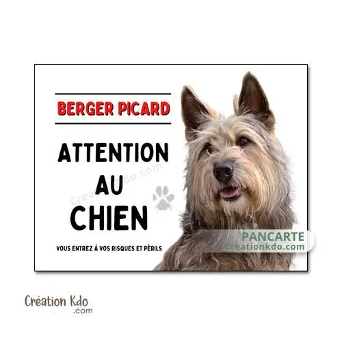 Plaque Berger Picard panneau Attention au chien portail Pancarte (modèle2)