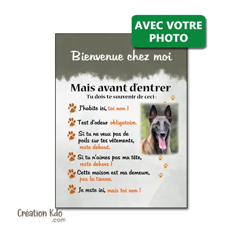 Plaque Bienvenue chez moi personnalisée avec votre photo Panneau humour avant d'entrer