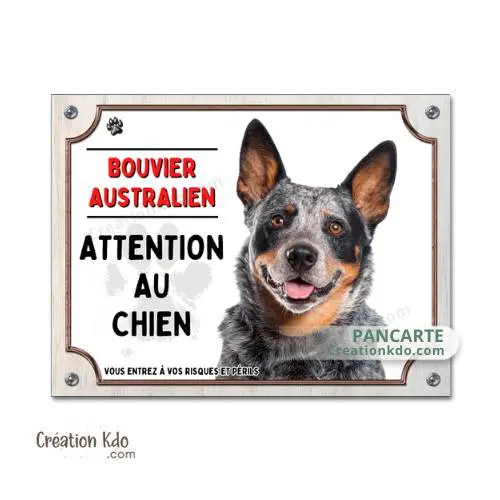 Plaque Bouvier Australien panneau photo Attention au chien pancarte portail ou porte