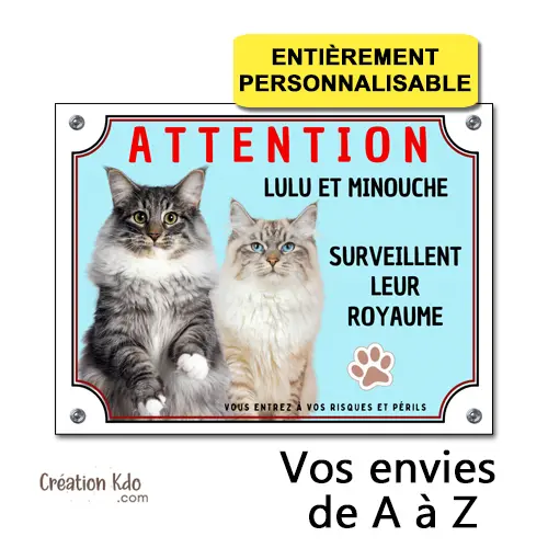 Plaque chat avec PERSONNALISATION COMPLÈTE photo texte Panneau personnalisé avec vos souhaits