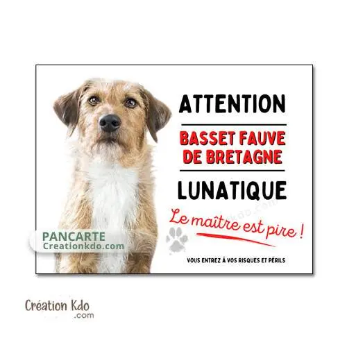 Plaque chien Basset fauve de Bretagne lunatique Panneau portail (modèle 2)