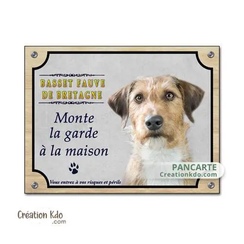 Plaque chien Basset fauve de Bretagne monte la garde à la maison Panneau portail