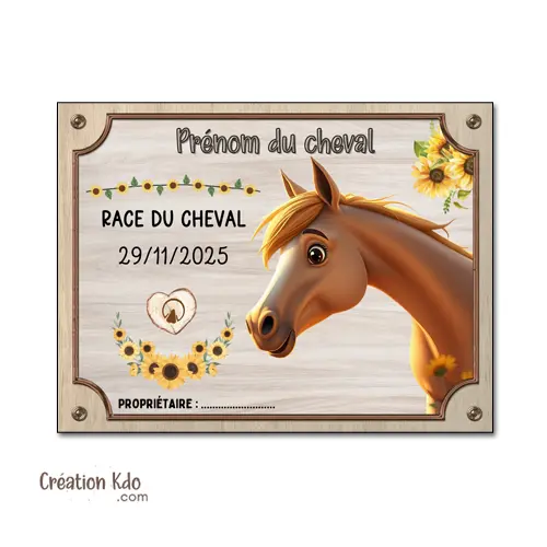 Plaque de box cheval ou poney personnalisée pancarte équestre douceur de ranch