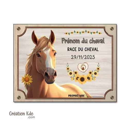 Plaque de box cheval personnalisée panneau d'écurie pancarte équestre motif aquarelle