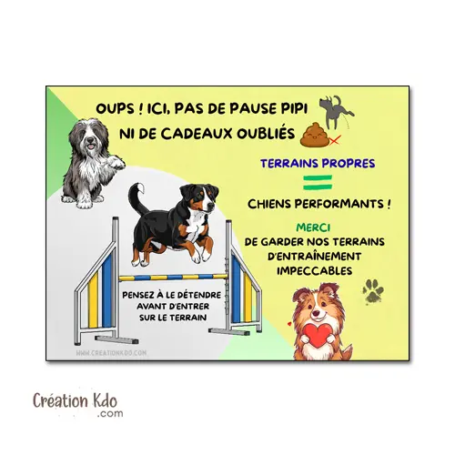 Plaque de Propreté Club Canin & Agility – Signalétique Terrain d'Entraînement