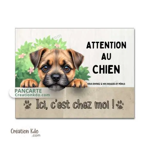 Plaque déco Border Terrier Attention au chien panneau pancarte portail