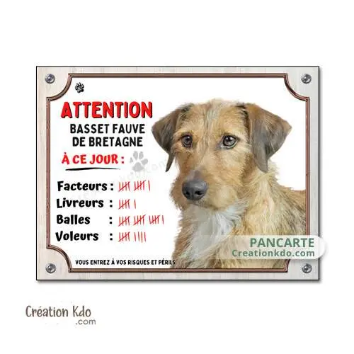 Plaque humour chien Basset fauve de Bretagne à ce jour Panneau portail