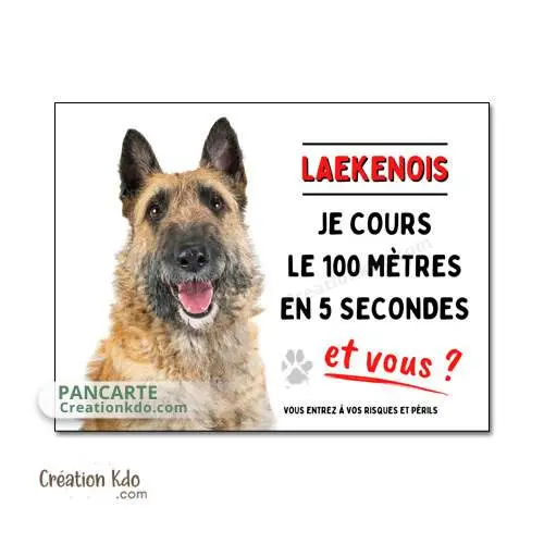 Plaque humour Laekenois Je cours le 100 mètres panneau de portail