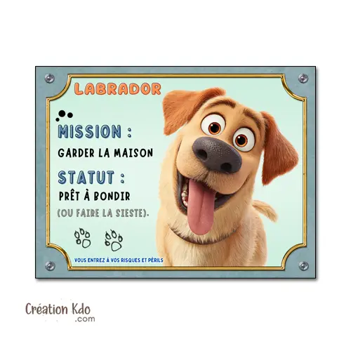Plaque Labrador Humour "Mission