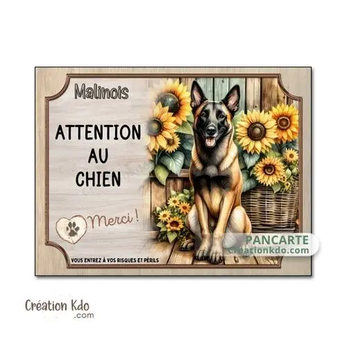 Plaque Malinois Attention au chien Merci panneau Berger Belge décorative