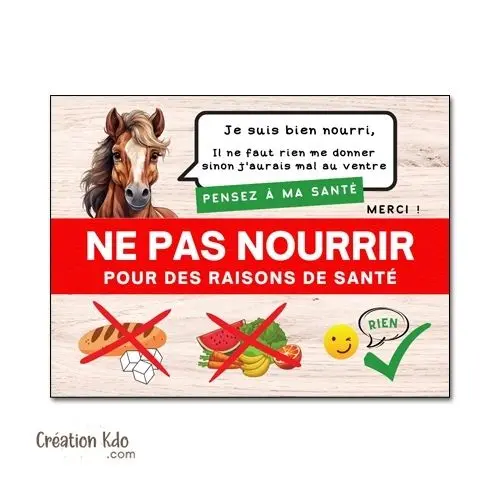 Plaque ne pas Nourrir panneau cheval pancarte de box chevaux poneys version ludique