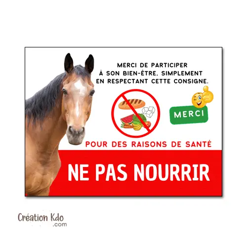 Plaque ne pas Nourrir panneau cheval participer à son bien-être pancarte de box chevaux