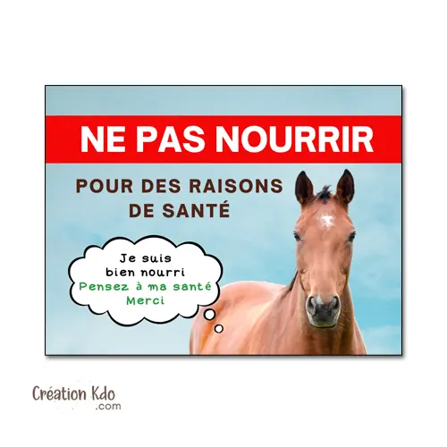 Plaque ne pas Nourrir panneau cheval pensez à ma santé pancarte chevaux version bleue
