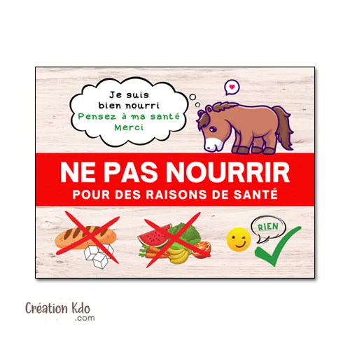 Plaque ne pas Nourrir panneau écurie cheval je suis bien nourri Merci pancarte chevaux ludique