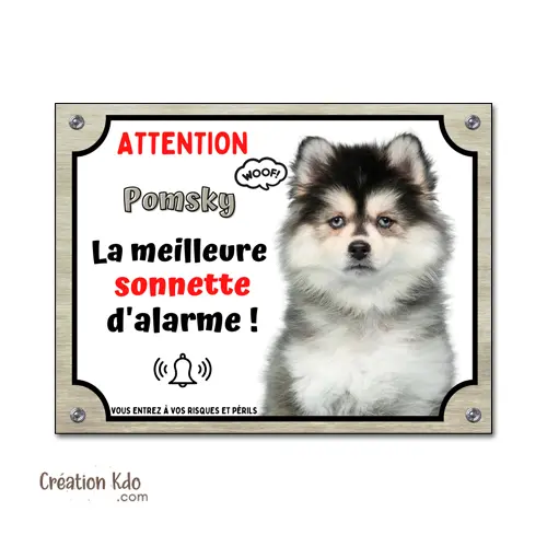 Plaque Pomsky humour meilleure sonnette panneau Attention au chien portail