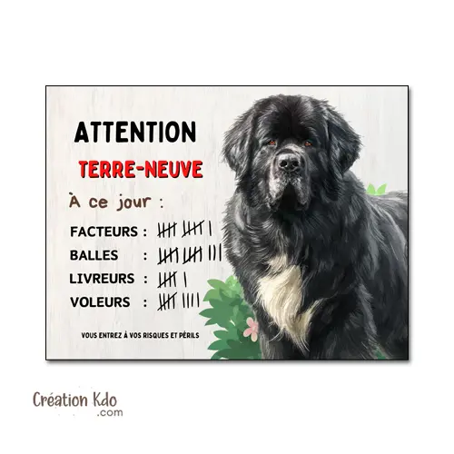 Plaque Terre-Neuve À ce jour "Tableau de Bord" Humour - Panneau Portail Aluminium