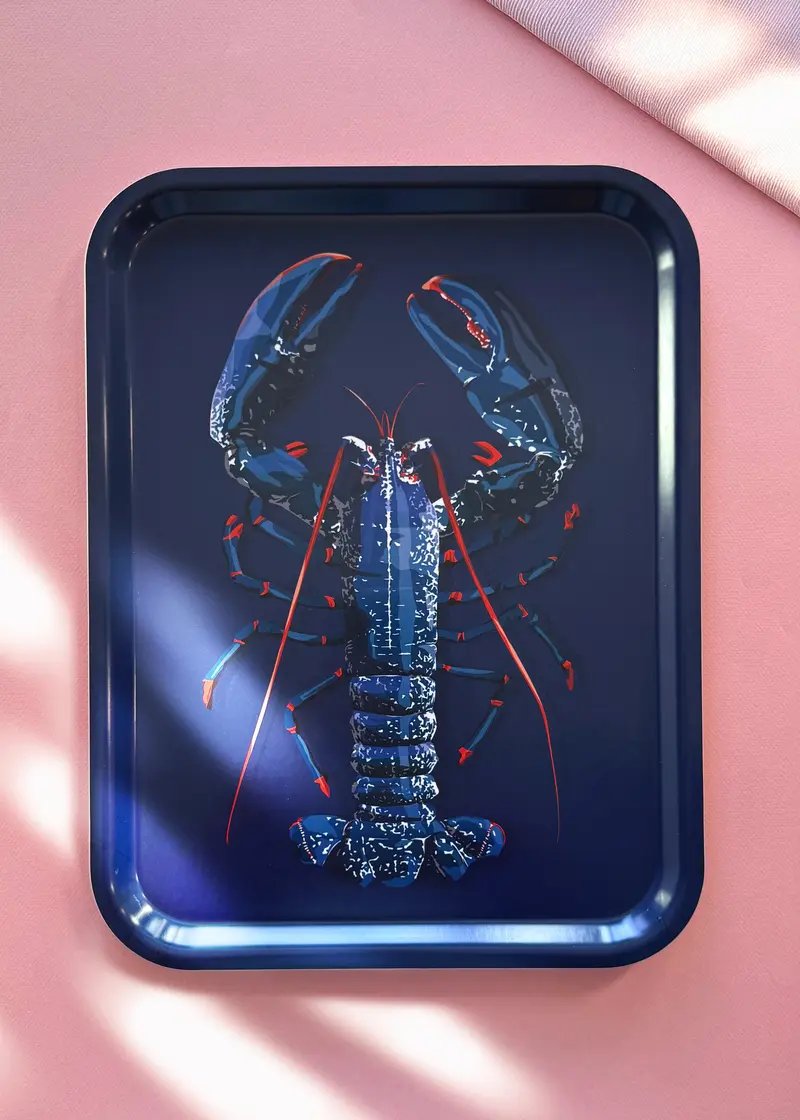 Plateau apéritif rectangulaire - Homard (Bleu)