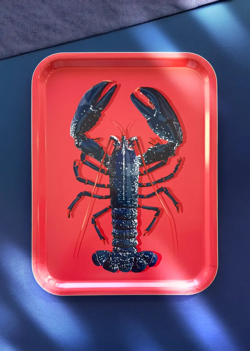 Plateau apéritif rectangulaire - Homard (Rose)