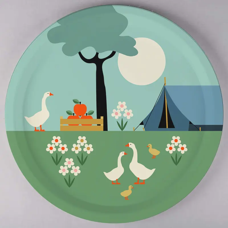 Plateau rond en bois - CAMPING