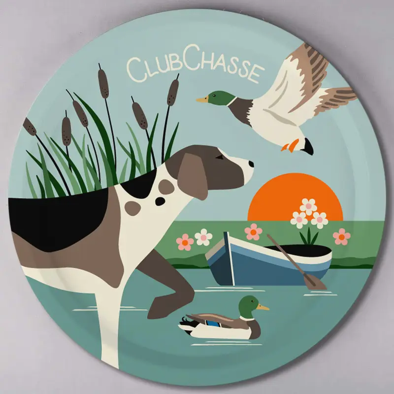 Plateau rond en bois - CLUB CHASSE