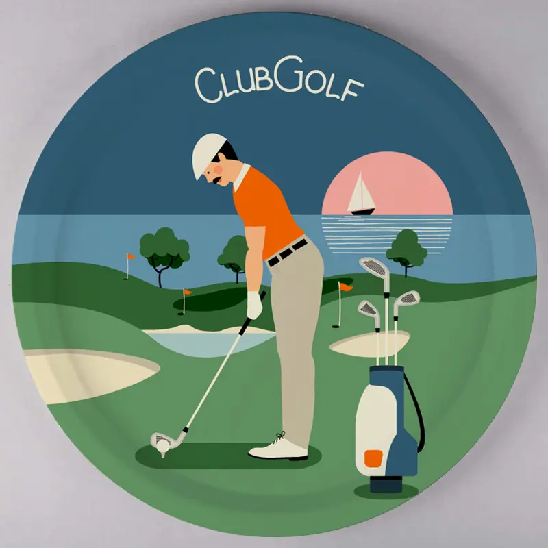 Plateau rond en Bois - CLUB GOLF