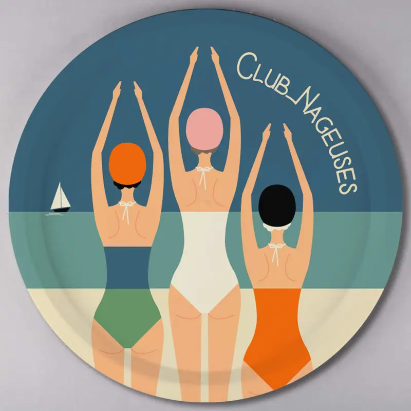 Plateau rond en bois - CLUB NAGEUSES