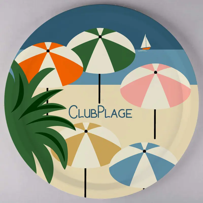 Plateau rond en Bois - CLUB PLAGE