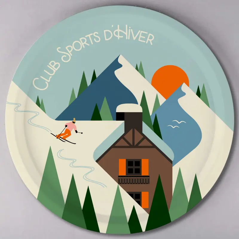 Plateau rond en bois - CLUB SPORTS D'HIVER