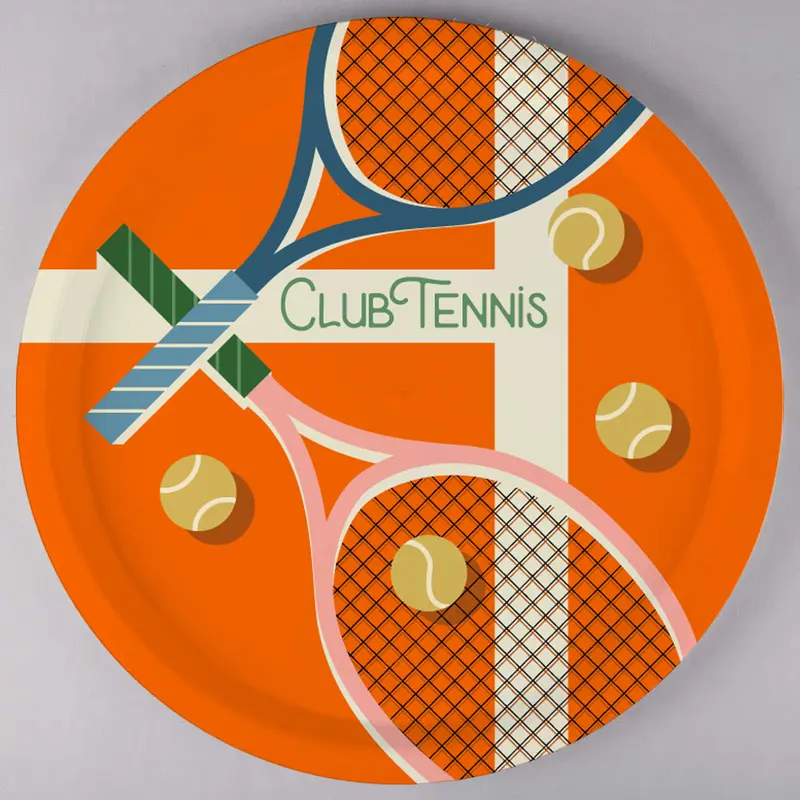 Plateau rond en Bois - CLUB TENNIS