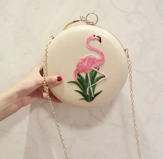 Pochette Ronde Flamant Rose Beige