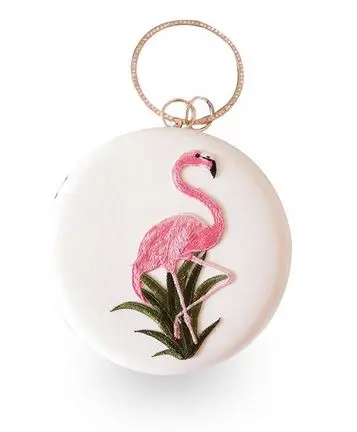 Pochette Ronde Flamant Rose Blanc