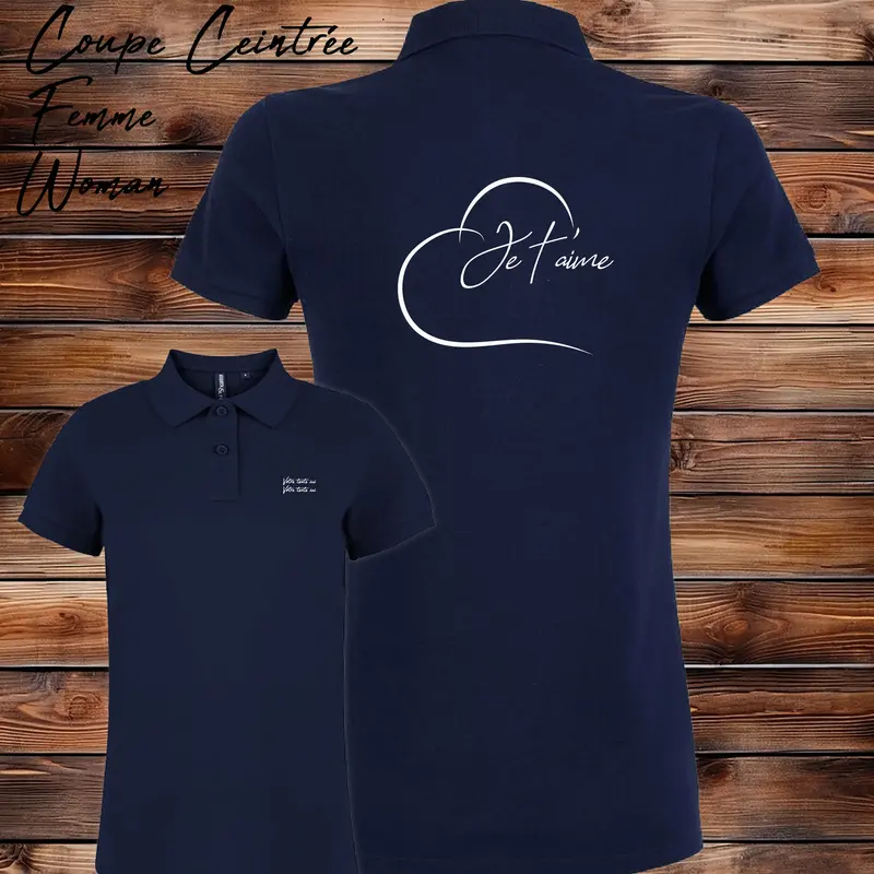 Polo Cœur Je t'aime Graphisme Amour - Personnalisable