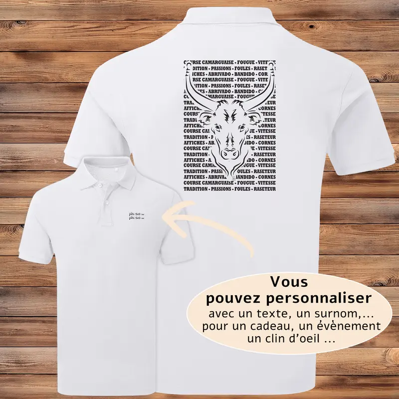 Polo Course Camarguaise Taureau - Personnalisable