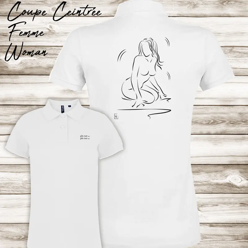 Polo Esquisse Femme Graphisme Nu Artistique - Personnalisable