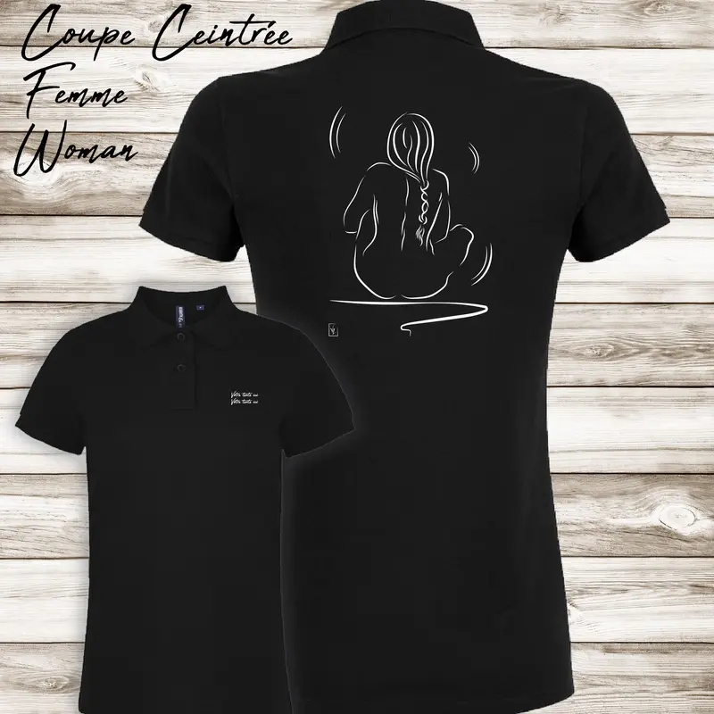 Polo Esquisse Femme Natte Graphisme Nu Artistique - Personnalisable