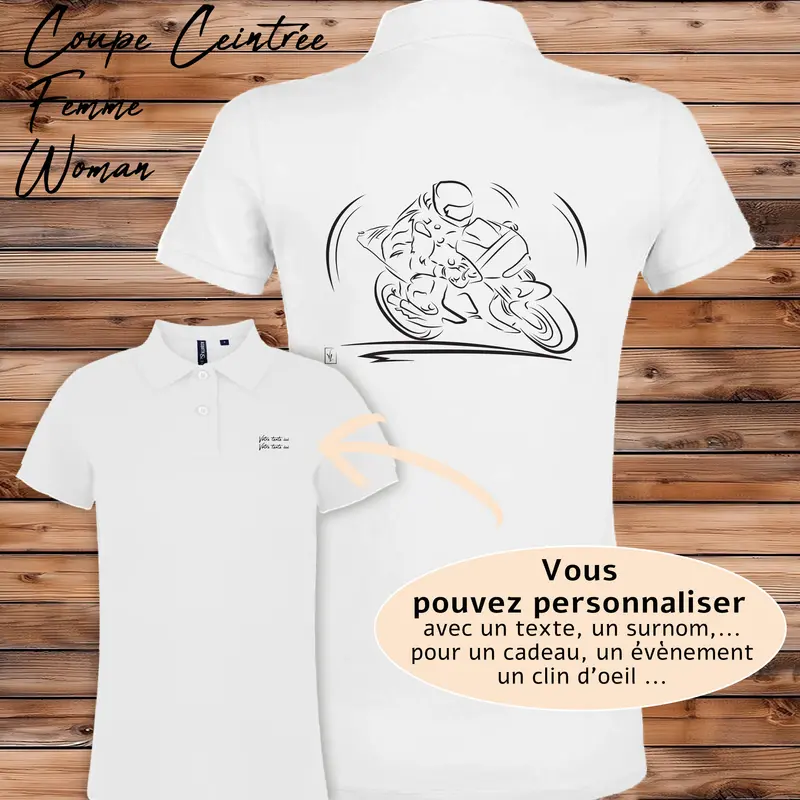 Polo Femme Course circuit Moto - Personnalisable