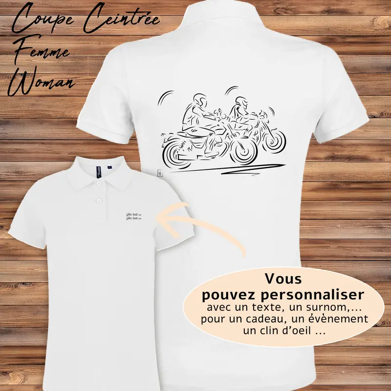 Polo Femme Duo de Motard - Personnalisable