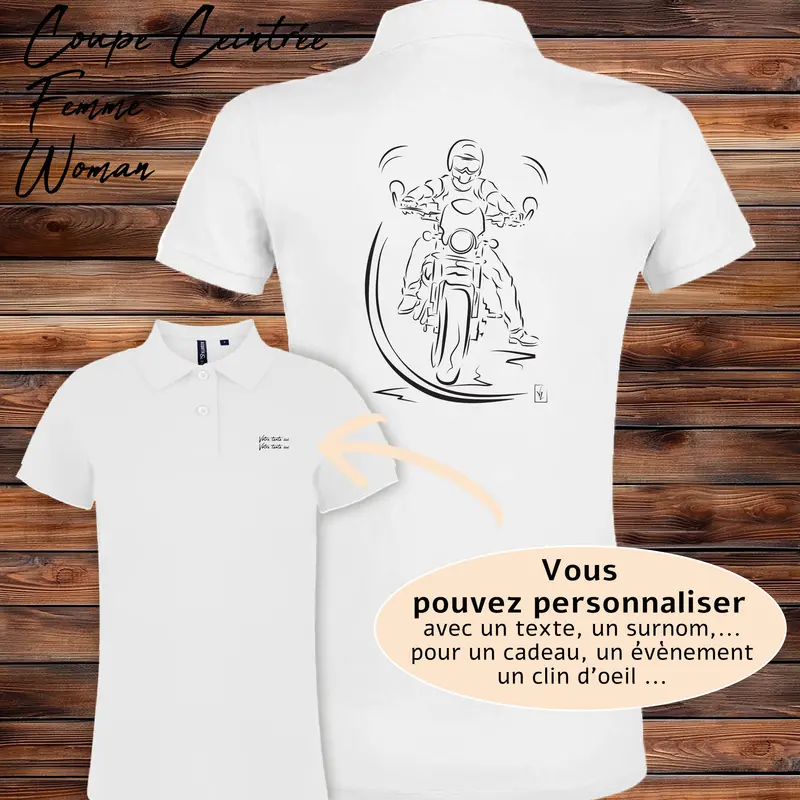 Polo Femme la pause du motard - Personnalisable