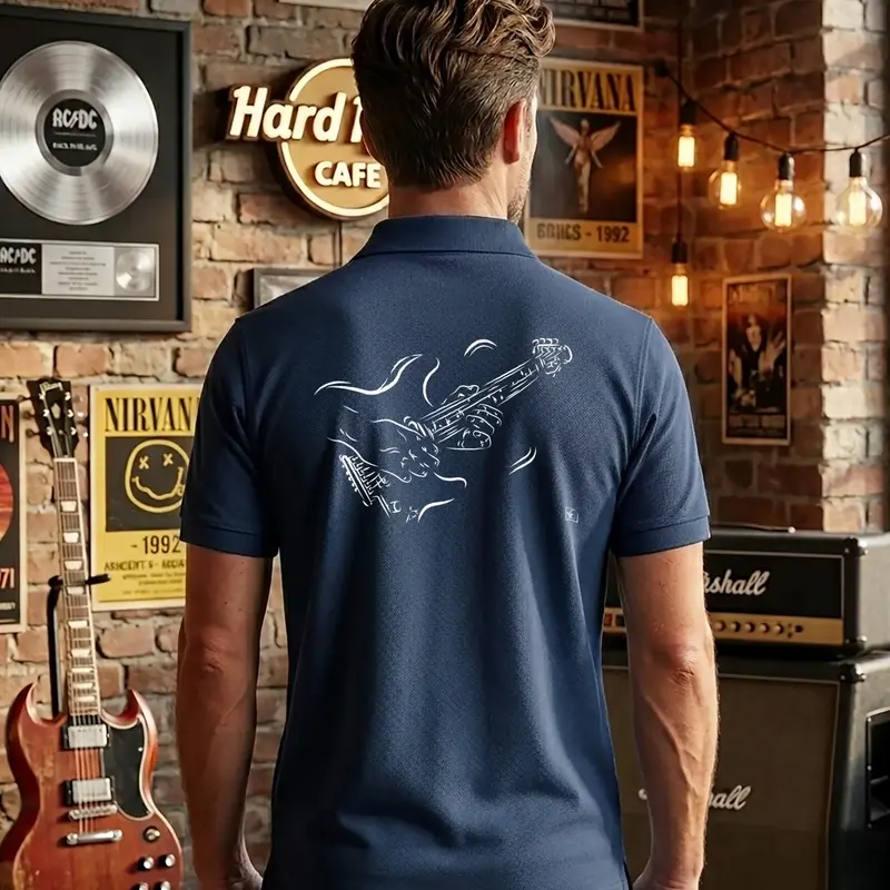 Polo Guitare électrique - Modèle Basse- Texte à Personnaliser côté Cœur