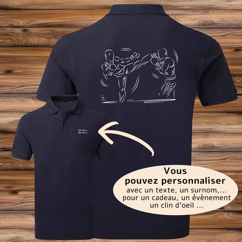 Polo Kick Boxing Sport de Combat - Homme Femme - Personnalisable