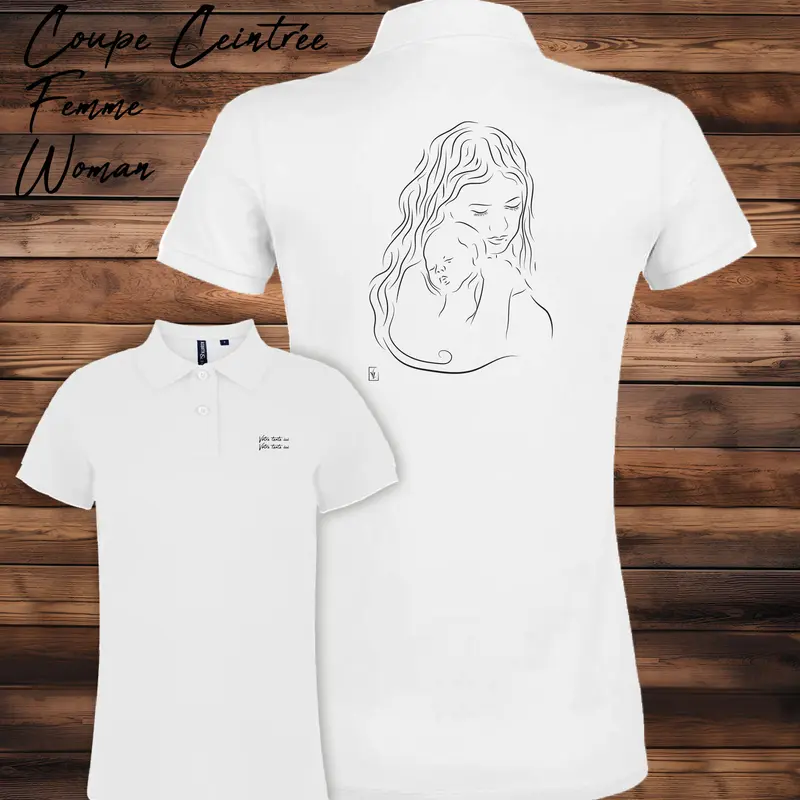 Polo Maman Câlin Bébé Graphisme Naissance Amour - Personnalisable