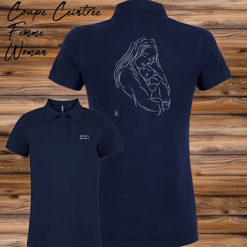 Polo Maman Câlin Bébé Graphisme Naissance Tendresse - Personnalisable