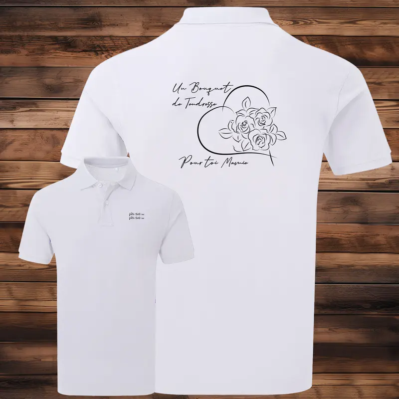 Polo Mamie Bouquet Fleurs Graphisme Cadeau Grand-Mère - Personnalisable