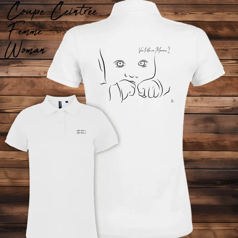 Polo Naissance Marraine Graphisme Baptême - Personnalisable