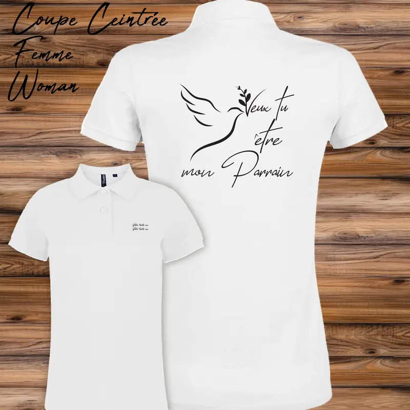 Polo Naissance Parrain Graphisme Baptême - Personnalisable
