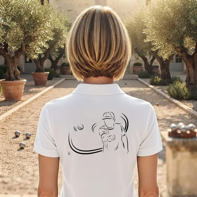 Polo Pétanque - Modèle Carreau • Texte à Personnaliser côté Cœur